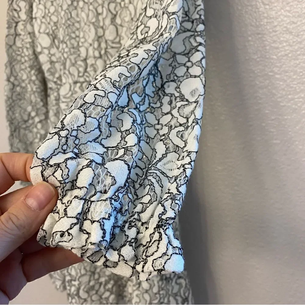 Art Class black and white lace long elastic cuff sleeve girl dress L  10/12